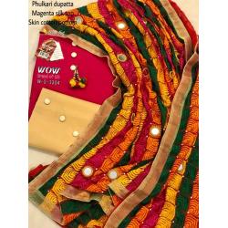 Phulkari diamond mirror Dupatta V18A##