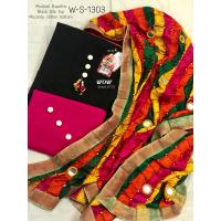 Phulkari diamond mirror Dupatta V18A##