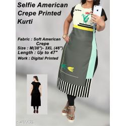 selfie style crepe printed Kurtis