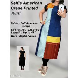 selfie style crepe printed Kurtis