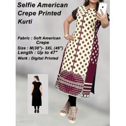 selfie style crepe printed Kurtis