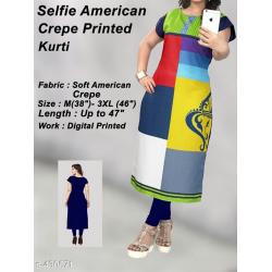selfie style crepe printed Kurtis