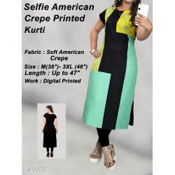 selfie style crepe printed Kurtis