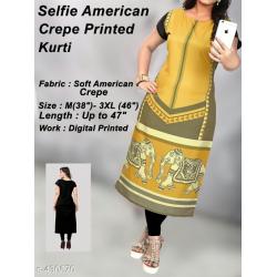 selfie style crepe printed Kurtis