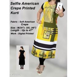 selfie style crepe printed Kurtis