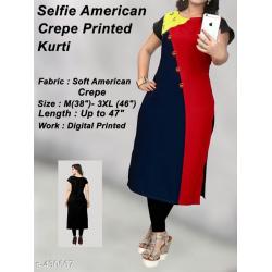 selfie style crepe printed Kurtis