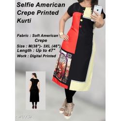selfie style crepe printed Kurtis