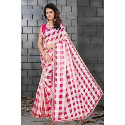 Organza checks saaris with Banglori Blouse RF22A##