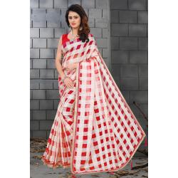 Organza checks saaris with Banglori Blouse RF22A##