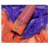 Handloom Cotton Cross Stitch Work Top, Cotton Bottom, Chiffon dupatta 