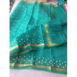 Kota Doriya   pearl work   zari border Saree's     