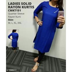 Ladies Solid Rayon Selfie Kurtis