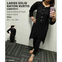 Ladies Solid Rayon Selfie Kurtis