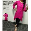 Ladies Solid Rayon Selfie Kurtis
