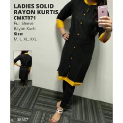 Ladies Solid Rayon Selfie Kurtis
