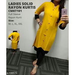Ladies Solid Rayon Selfie Kurtis