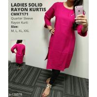 Ladies Solid Rayon Selfie Kurtis