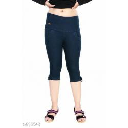 Women's Broad Waistband Denim Capris